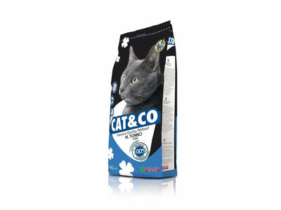 CAT & CO ADULT Fish Dry Cat Food with Omega 3 and 6 for shiny fur and a healthy immune system. Contains taurine for heart and eye health and low magnesium for urinary support. Packed with essential vitamins and minerals for happy, healthy adult cats