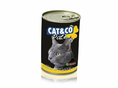 CAT & CO Chicken and Turkey wet cat food in a 405g pack. Contains 5% chicken and 5% turkey for protein, plus essential minerals. With 81% moisture, it's great for hydration. Ready to serve right from the pack—no heating needed