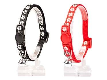 Cat Collar Paws Nylon 20-30cm / 10mm Black/Red