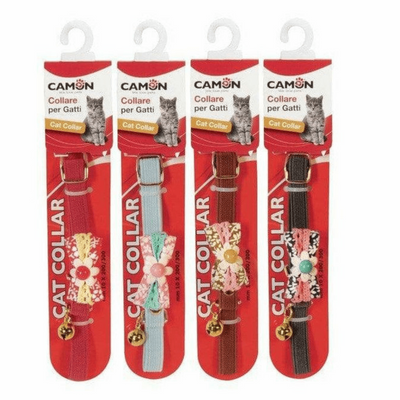 Cat Collar with Bow and Bell Multi color