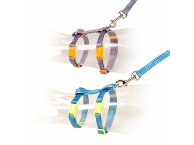 Cat Walking Set Retro Dots (20-35cm/10mm Harness, 125cm Lead) - Mixed Colors