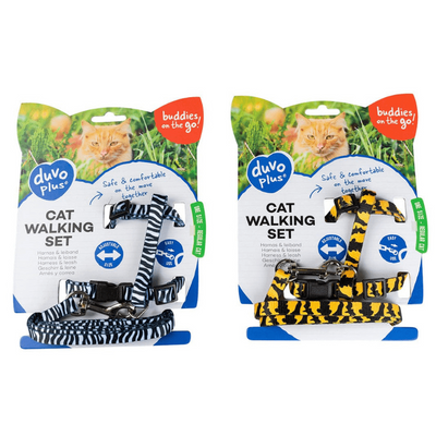 Cat Walking Set Zoo (20-35cm/10mm Harness, 125cm Lead) - Mixed Colors
