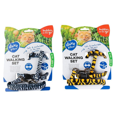 Cat Walking Set Zoo (20-35cm/10mm Harness, 125cm Lead) - Mixed Colors