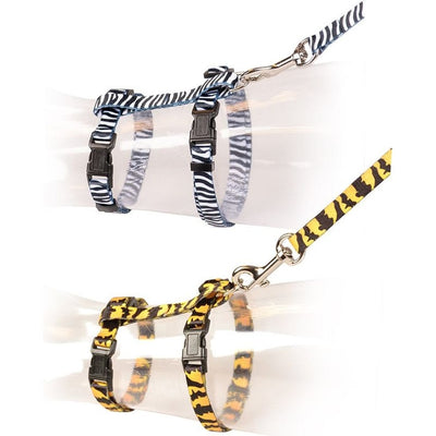 Cat Walking Set Zoo (20-35cm/10mm Harness, 125cm Lead) - Mixed Colors