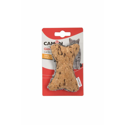 Cat toy shaped like a bone with a bell and catnip, designed to entertain your cat