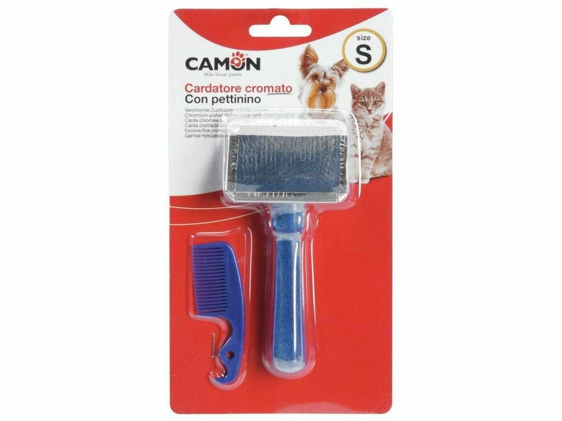 Chrome-Plated Slicker Brush with Comb (Medium)