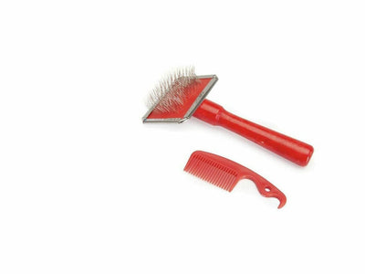 Chrome-Plated Slicker Brush with Comb (Medium) open