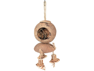 Coconut Jungle House with Wooden Blocks for Small Rodents or Birds