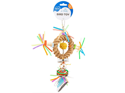 Colourful Round Pendant in Straw - 35x20x5.5cm Multicolour