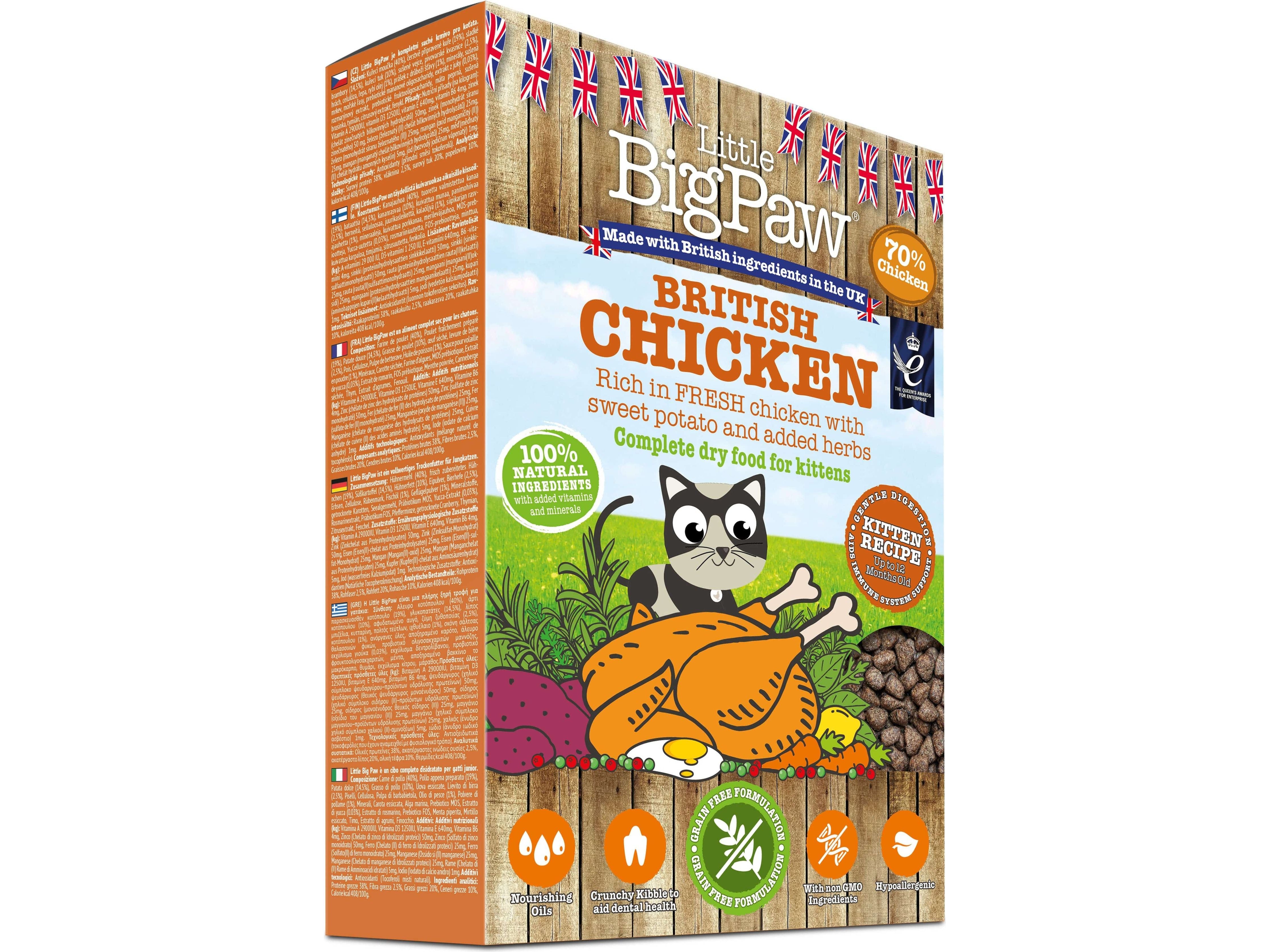 British Chicken Complete dry food for Kittens 375gm Little BigPaw