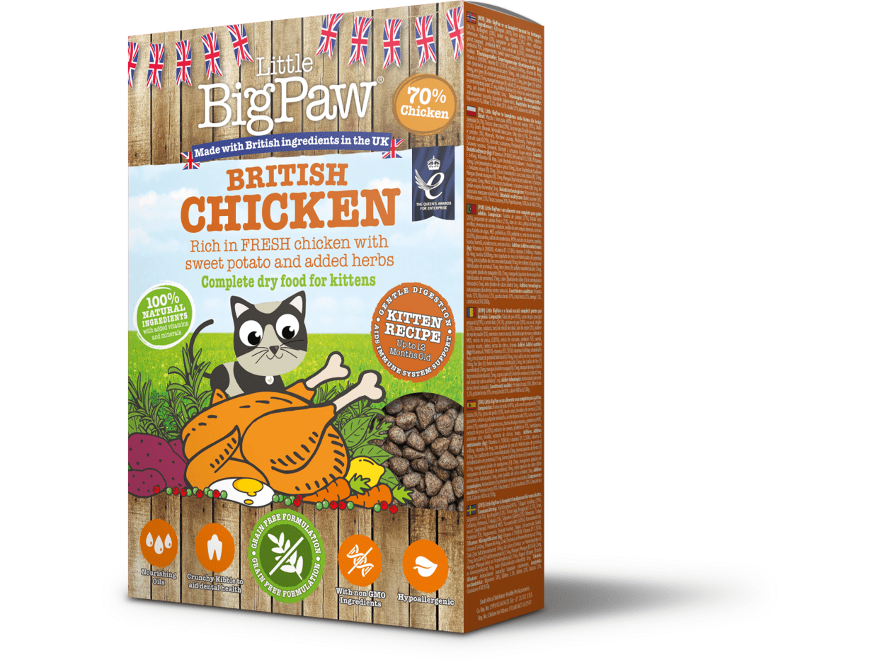 British Chicken Complete dry food for Kittens 375gm /Little BigPaw