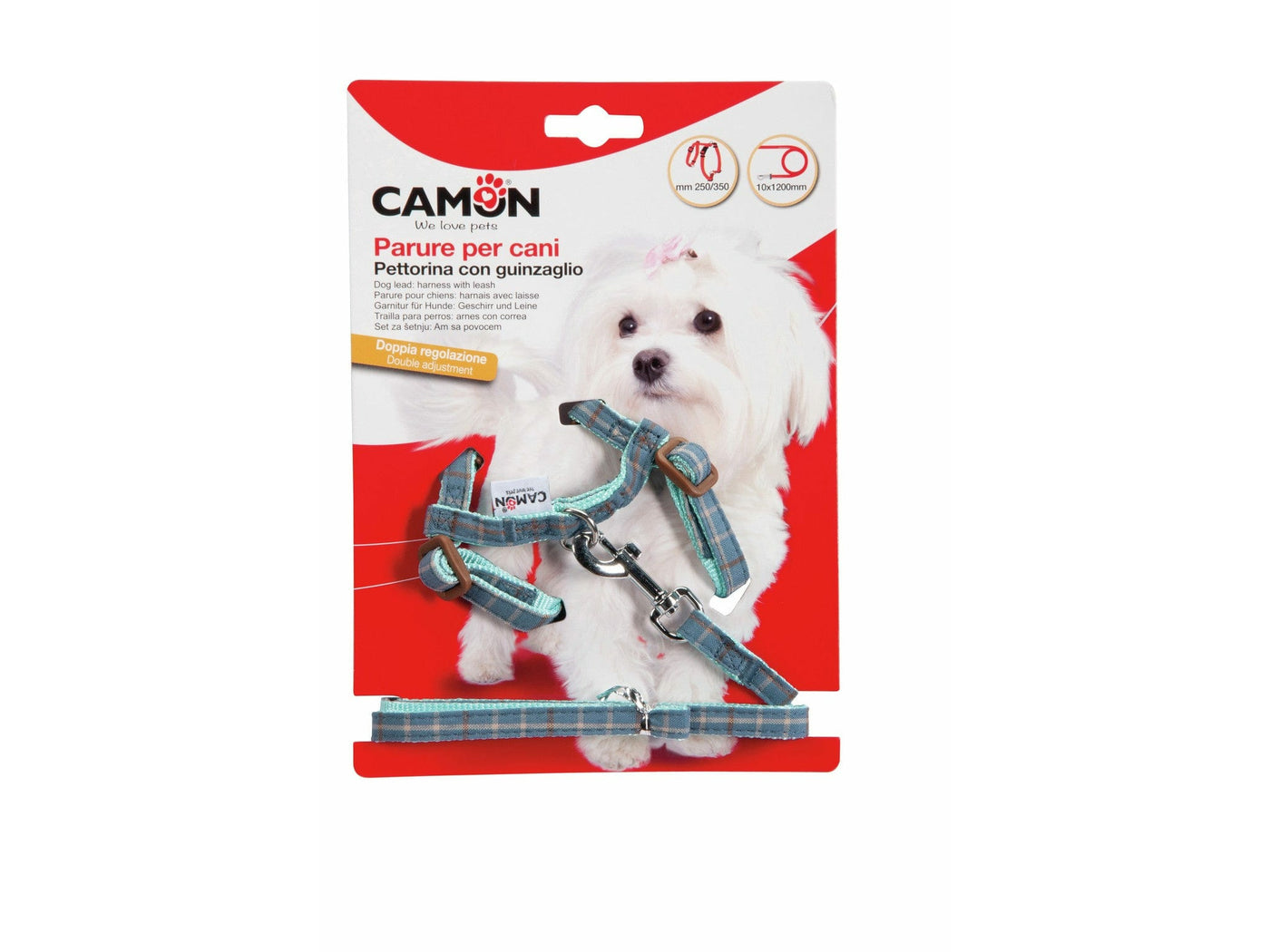 Harn."H"(10X250~350Mm )+Leash(10X1200Mm)  Polyester, 3Red/3Blue