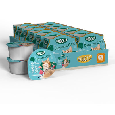 A can of Digestive Care Pâté with Anchovy, highlighting its premium ingredients like chicken and tuna, promoting digestion and overall wellness for pets