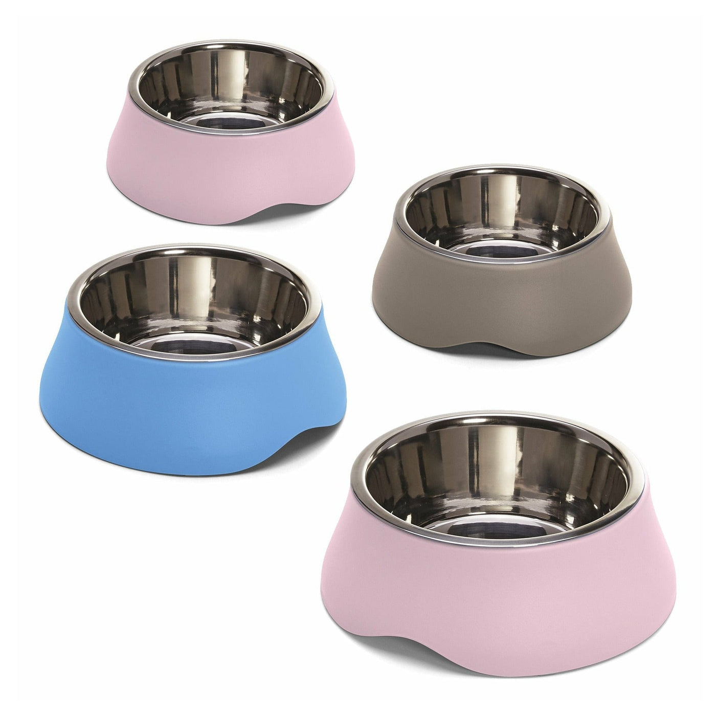 Diva Double Bowl 0.4L (Ø 16.2 H6.3 cm) for Cats and Dogs Brown Pink Brown Blue