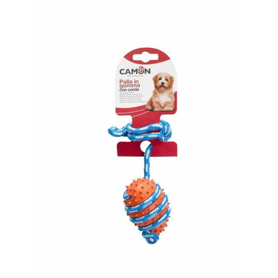 Dog Toy - Rubber Ball with Rope (Set of 6) Orange