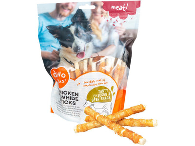 Duvoplus Meat! Twisted Beef Hide &amp; Chicken Chew Sticks Dog Treat