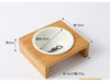 Elevated Wooden Pet Food Bowl with Ceramic Bowl - 15° Tilted Design