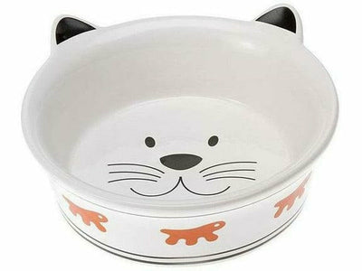 Enamelled Ceramic Cat Bowl - Medium