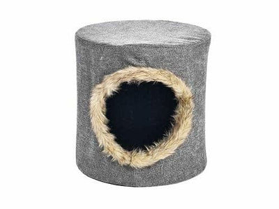 Foldable Cat House with Plush - Grey (31x31x30.5cm)