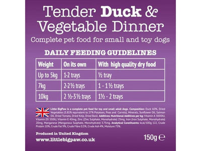 Tender Duck & Vegetable Dinner 150g /Little BigPaw
