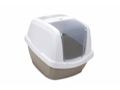 IMAC Maddy Cat Litter Box – White/Brown, 65 x 47.5 x 47.5 cm