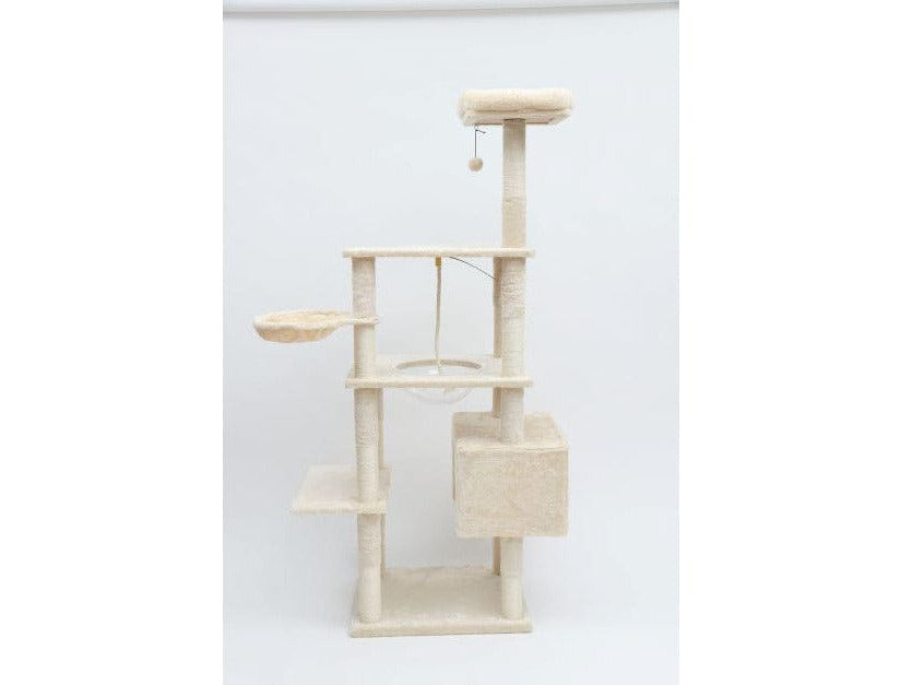 Cat Tree Four-Layer Beige Single Box Single Litter Acrylic Cat Climbing Frame 60*49*H175