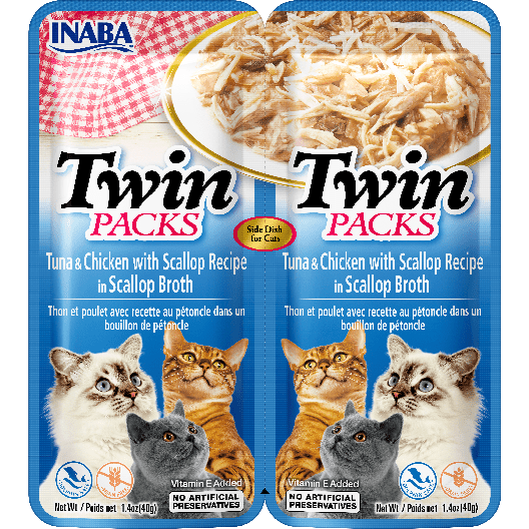 INABA Twin Packs Tuna & Chicken with Scallop Recipe in Scallop Broth 40gx2