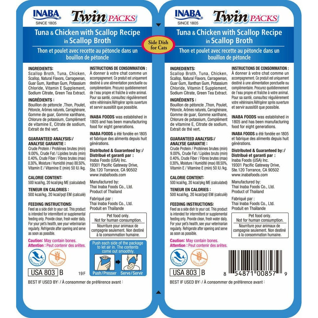 INABA Twin Packs Tuna & Chicken with Scallop Recipe in Scallop Broth 40gx2 back