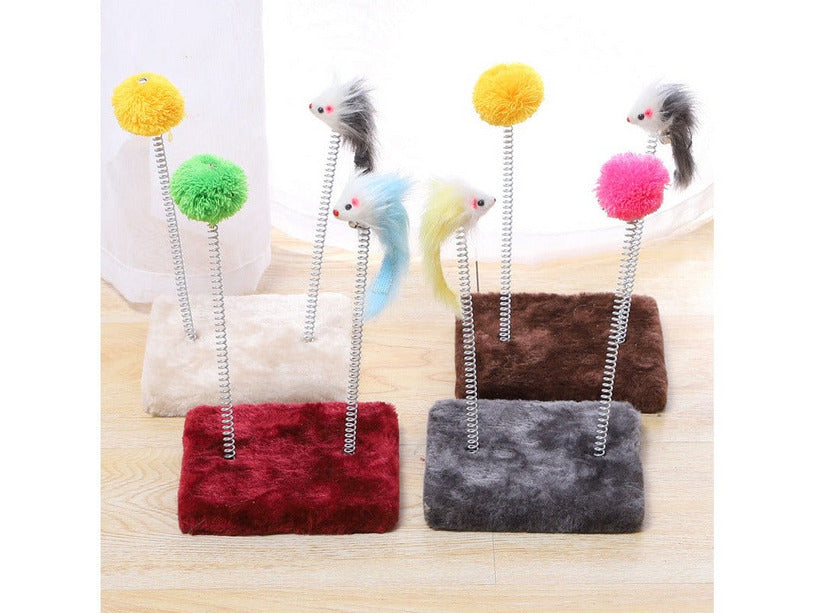 Interactive Cat Toy with Springy Mice and Colorful Balls
