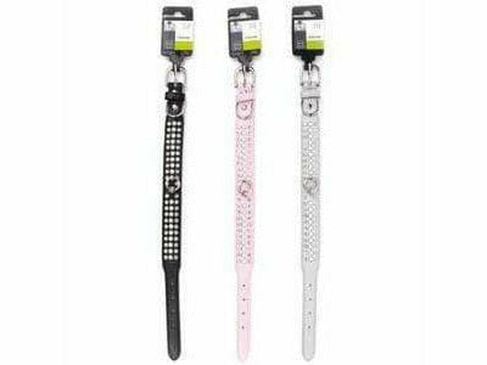 JEWEL DOG COLLAR BLACK, PINK & GREY