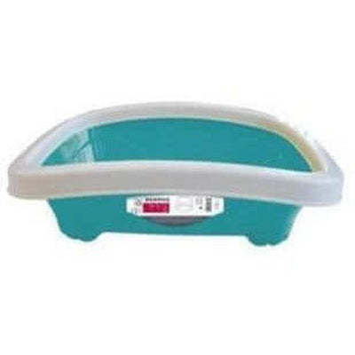 M-PETS Memphis Cat Litter Tray with Rim – Turquoise, Green &amp; Purple