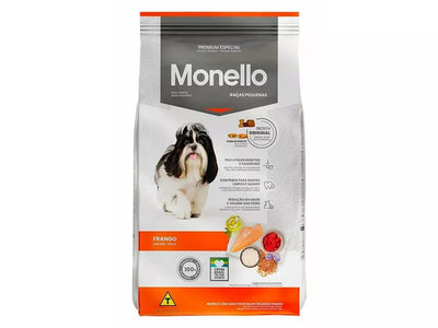 Monello Special Premium Small Breed Adult Dog Food is designed for small dogs. It contains chicken, flaxseed, and prebiotics to support a healthy life, skin, and coat while improving digestion
