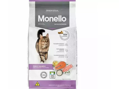 Monello Special Premium Sterilized Cat Food is designed for less active cats. This 10.1kg bag features a tasty mix of turkey and salmon, with fewer calories and added L-Carnitine to help prevent obesity