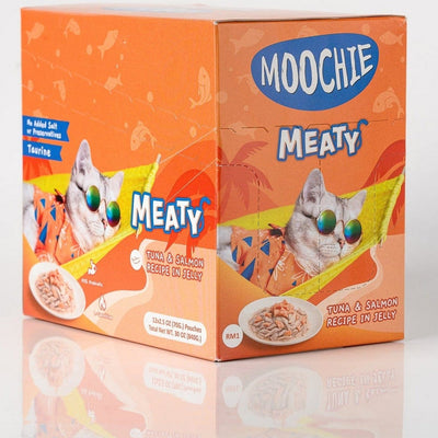 Moochie Meaty Tuna & Salmon in Jelly, 12x70g pouches