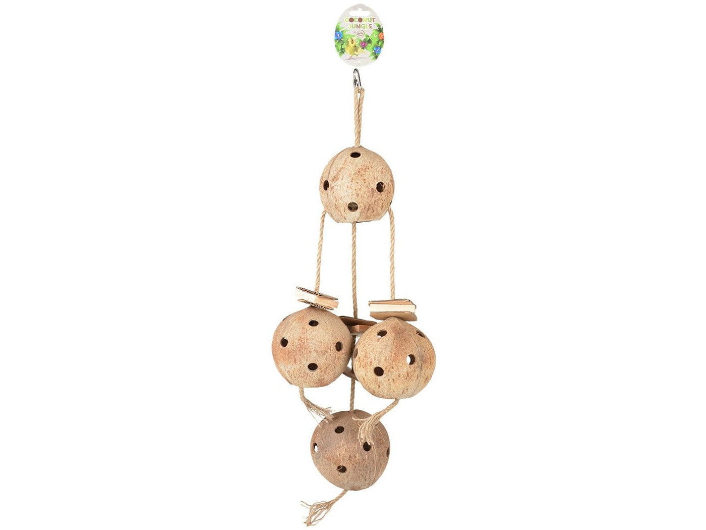 Natural Toy for Birds with Coconut and Cardboard Pieces