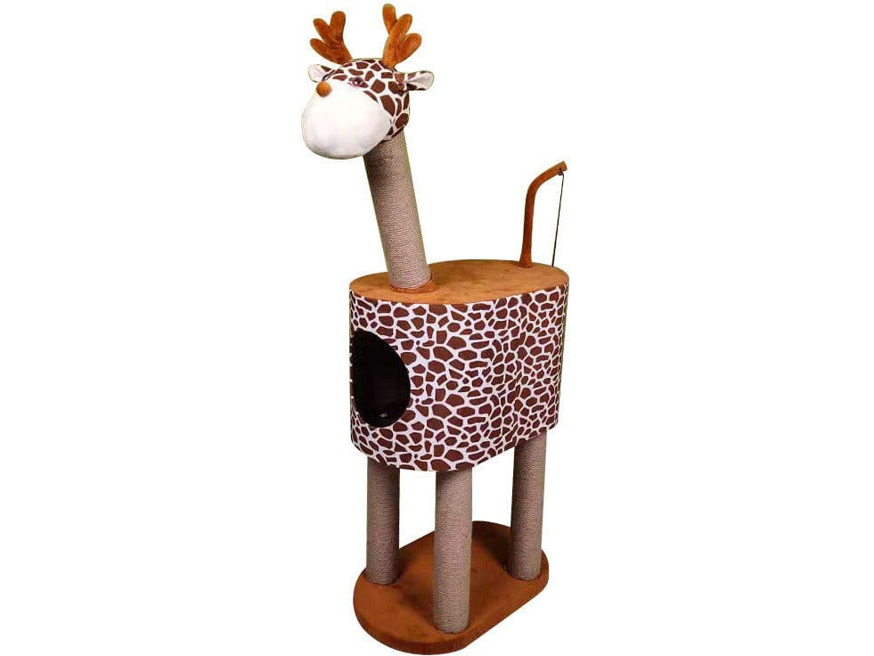 Deer Pattern Crystal Super Soft Cloth + 12 Particle Board + 5.5Cm Pillar + Jute Rope 35X35X83Cm