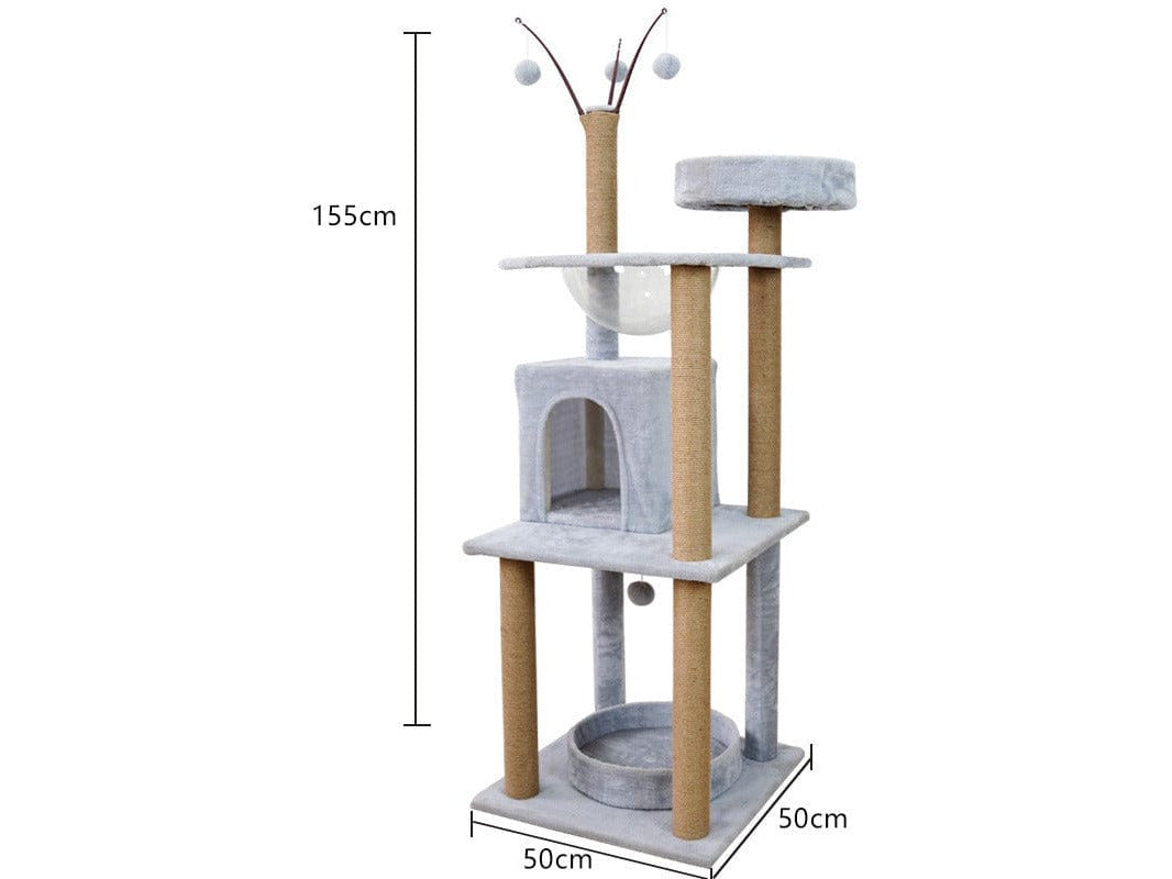 Cat Tree & Scratching Light Grey 50*50*155