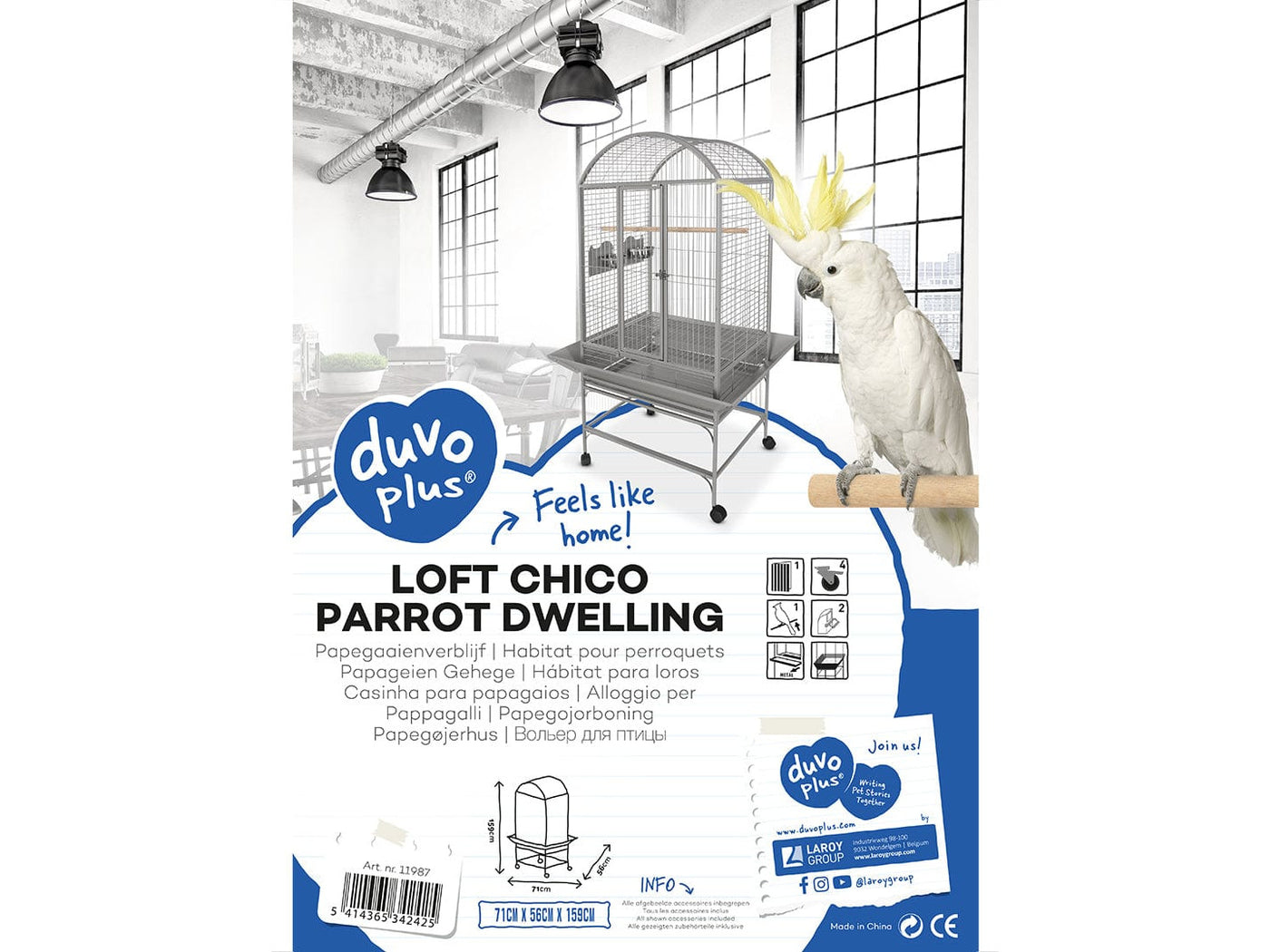 Parrot Habitat Loft Chico 71x56x159cm
