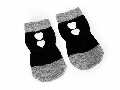 Non-Slip Dog Socks – Black Traction Grips for Hardwood Floors (Size 2, Medium)