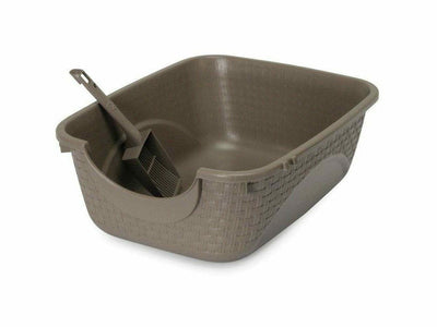 Polypropylene Cat Litter Box - Dove Grey. Open
