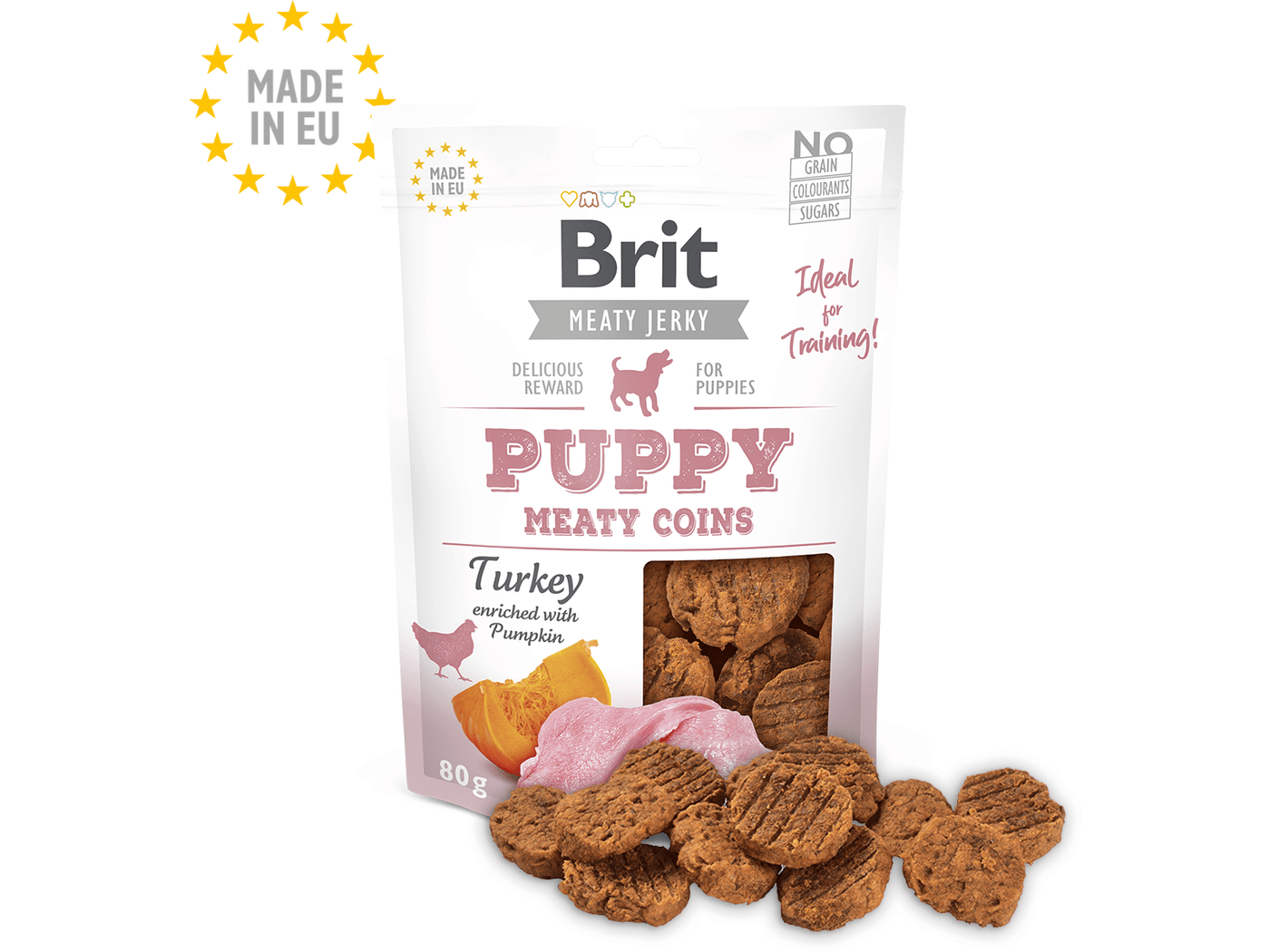 Brit Jerky Puppy-Turkey Meaty Coins 80g