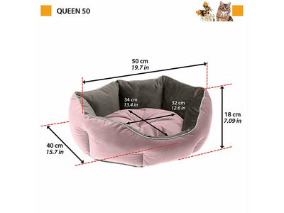 QUEEN 50 CUCCIA - Violet-Grey Padded Bed for Cats and Small Dogs