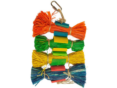 Raffia Grass Bundles with Bamboo - 25.4x12x3.8cm (Multicolour)