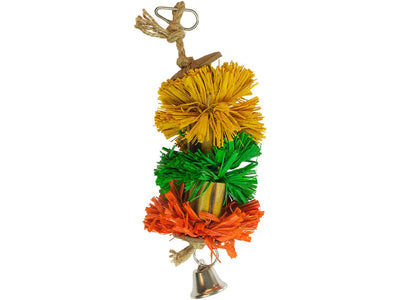Raffia Grass Pompom with Bamboo and Coconut - L (29x8.9x8.9cm, Multicolour)
