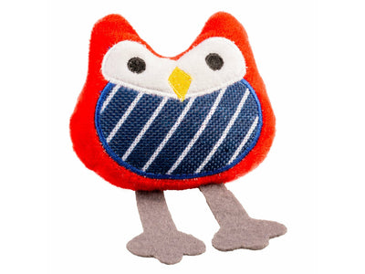 Retro Striped Owl 13x9x3.5cm Red