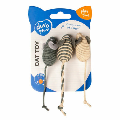 Rope Small Mice 3pc - 14x2x1.5cm Grey