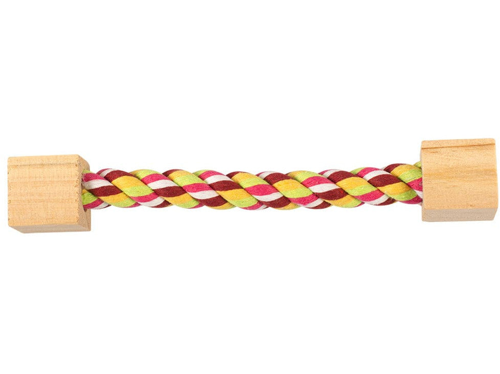Rope Toy With Wooden Blocks for Rodents 3x3x20cm