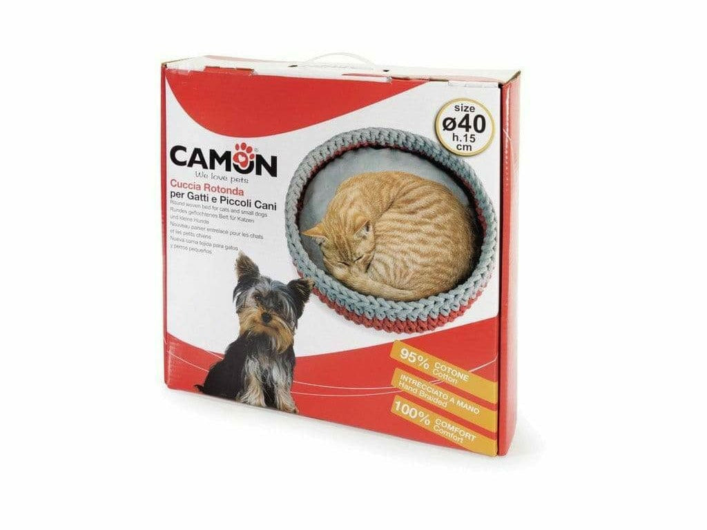 Round Woven Bed for Cats - 40 cm - Beige/Brown