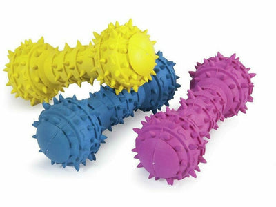 Rubber Toy with Squeaker - Bone with Nubby Surface - 14 cm