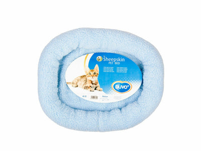 Sheepskin Bed Oval 40x45cm Blue